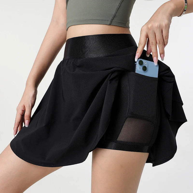 Yoga Anti-Shine Lined Pleated Skirt