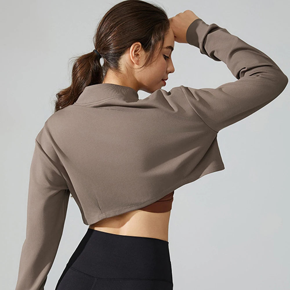 Zip-up Long Sleeve Crop Top