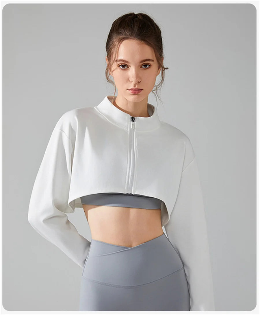 Zip-up Long Sleeve Crop Top