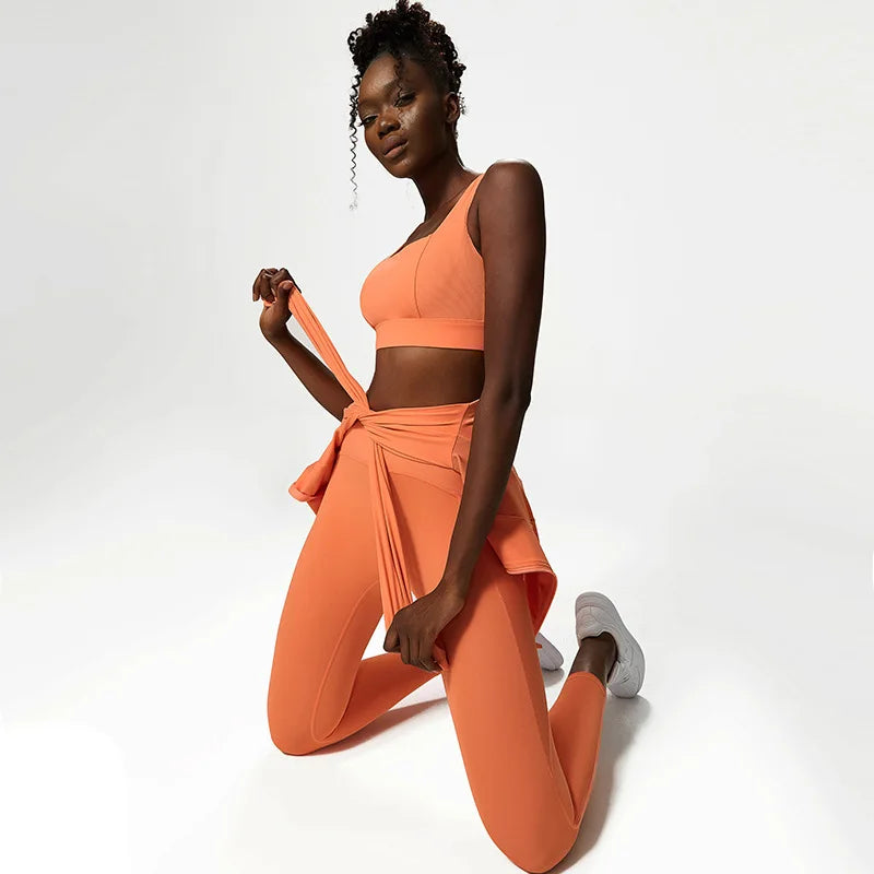 Dynamic Trio: Tight-Fitting Women's Sportswear Set