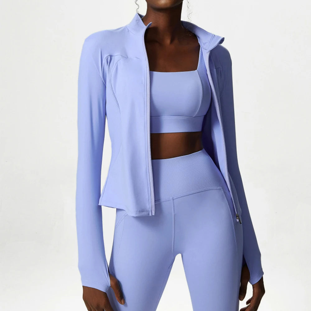 Dynamic Trio: Tight-Fitting Women's Sportswear Set