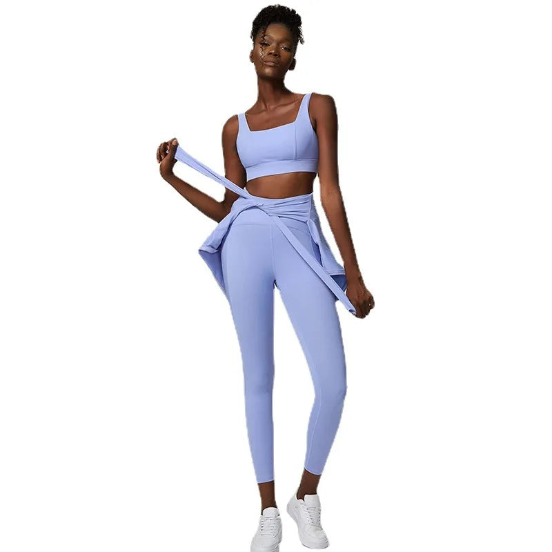 Dynamic Trio: Tight-Fitting Women's Sportswear Set