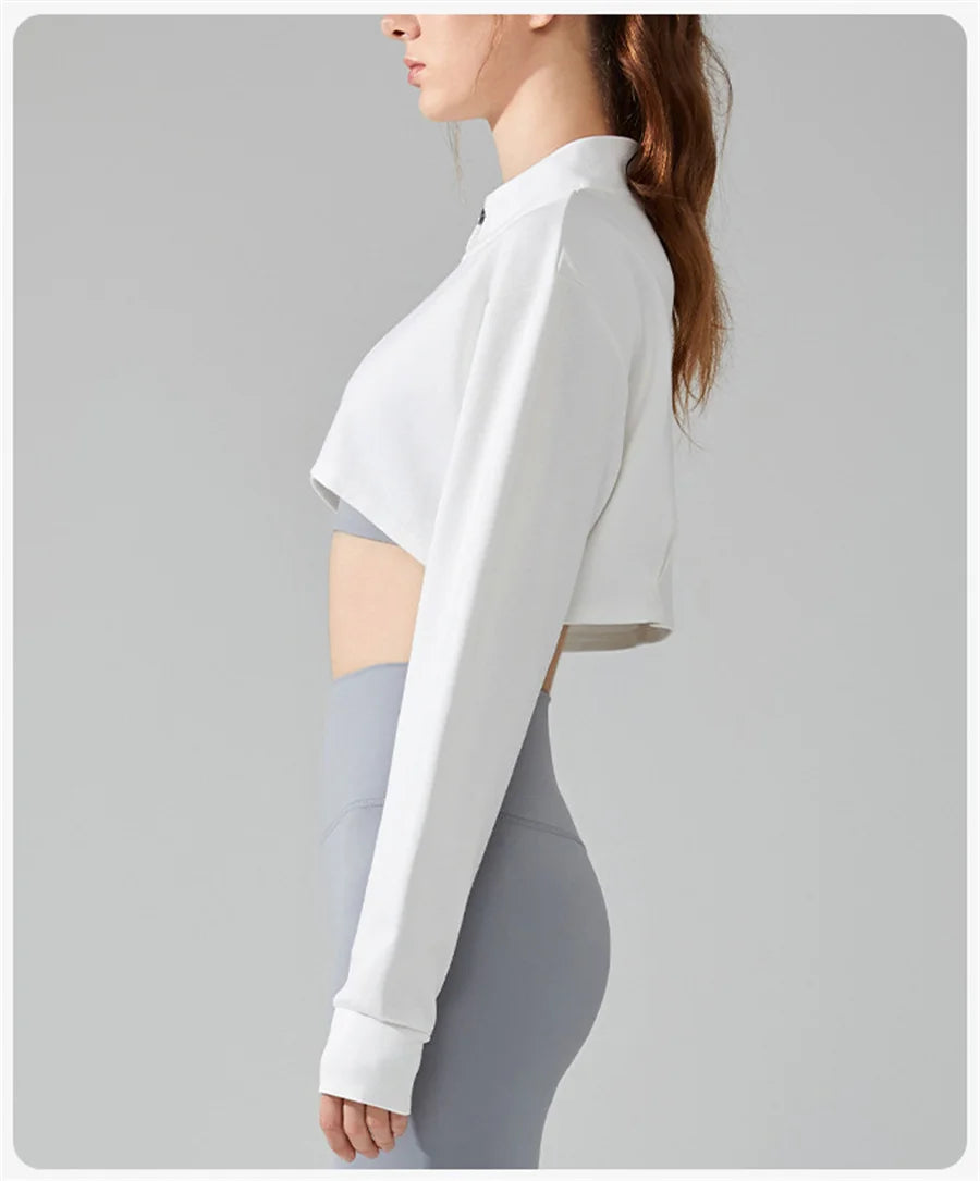 Zip-up Long Sleeve Crop Top